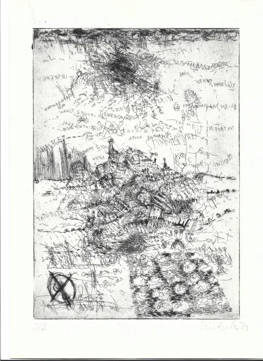 Landschaft mit Kohlfeld