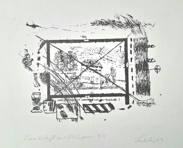 Landschaft mit Etikett