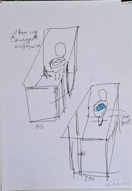 Skizzen zu „Eine Höhle für Platon“ Installation
